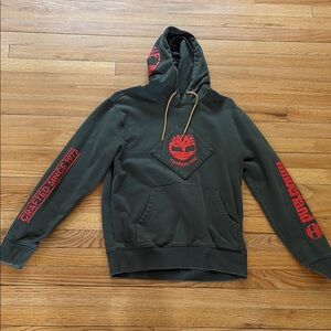 Timberland Green Hoodie with Red Accents
